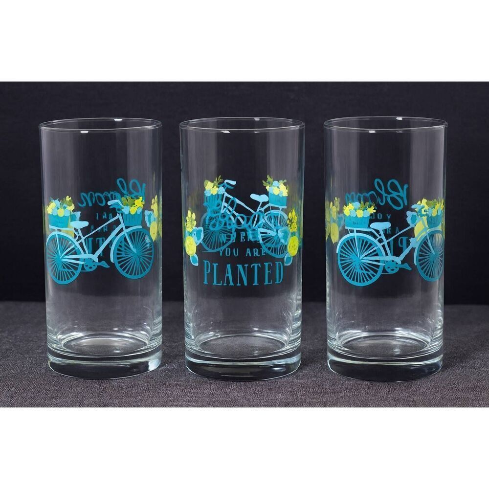 Crisa Libbey "Bloom Where You Are Planted" 16 oz glass tumblers